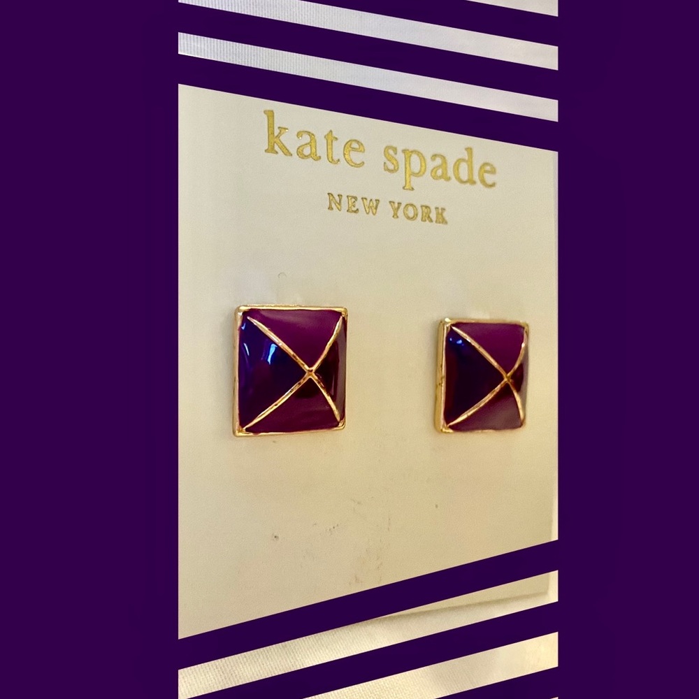 Kate Spade Purple Square Earrings~ NEW ON CARD